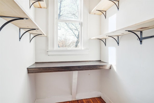 spacious closet with hardwood / wood-style flooring