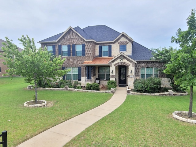 craftsman-style home featuring a front lawn