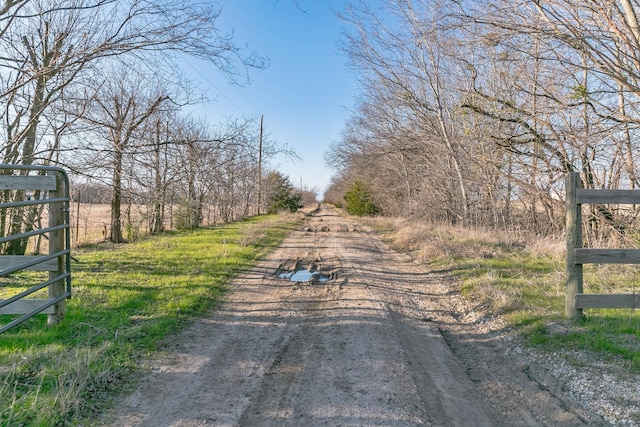 view of street with a rural view