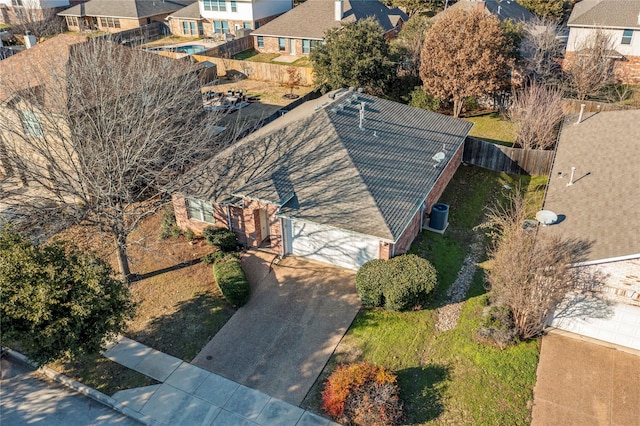 aerial view with a residential view