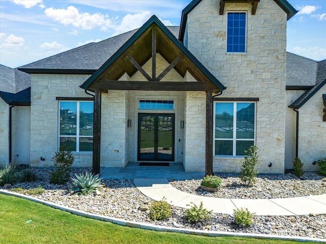 doorway to property with french doors