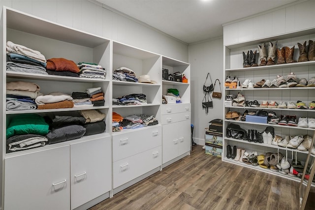 walk in closet featuring hardwood / wood-style floors