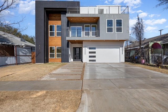 modern home featuring a garage