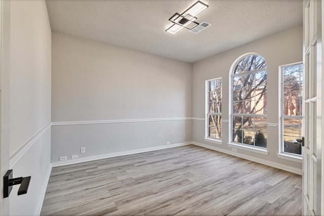 spare room featuring plenty of natural light and light wood-type flooring