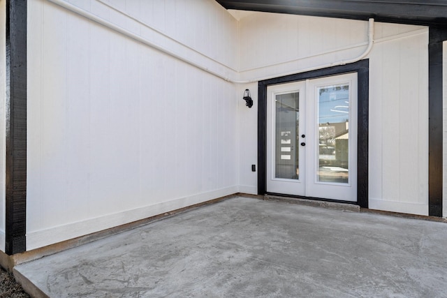 property entrance with french doors and a patio