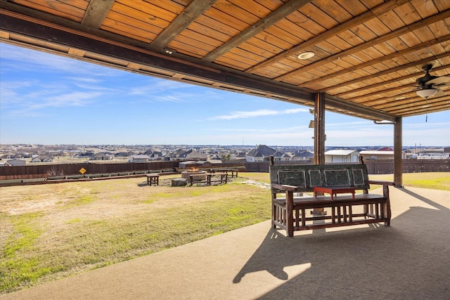 view of patio with ceiling fan