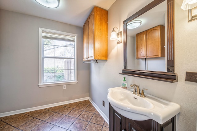 bathroom with vanity and tile patterned floors