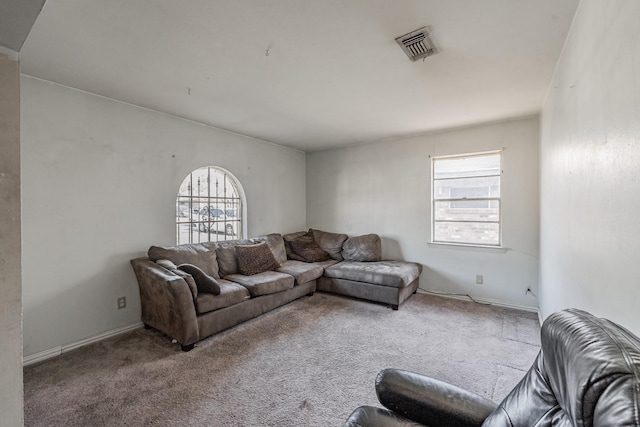 living room with carpet flooring