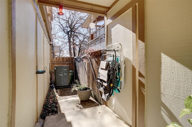 exterior space featuring central air condition unit