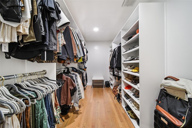 walk in closet featuring light wood-type flooring