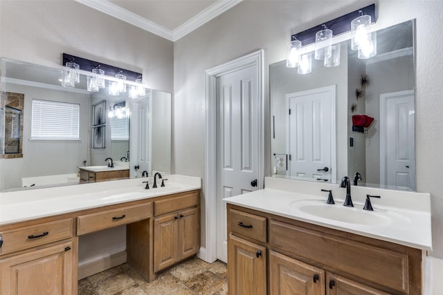 bathroom featuring vanity and crown molding