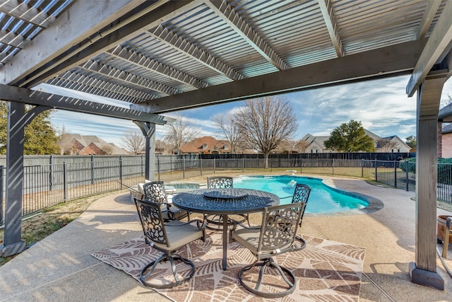 view of swimming pool with a patio area and a pergola