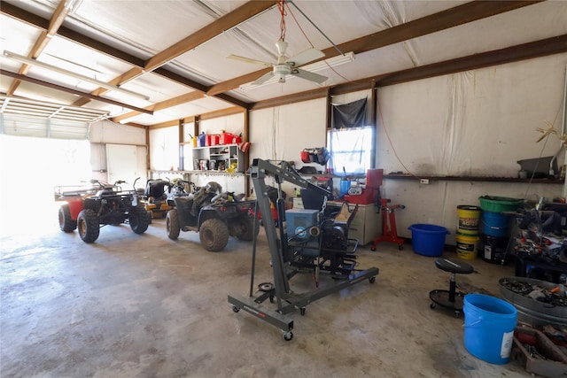 garage featuring a workshop area