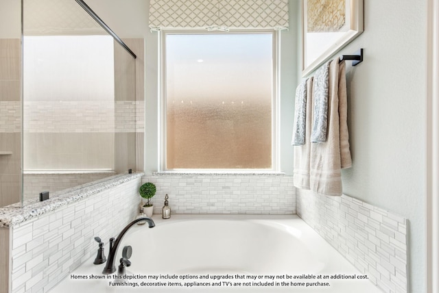 bathroom featuring a tub to relax in and a healthy amount of sunlight