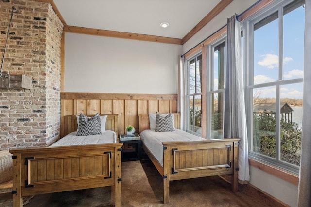 bedroom featuring crown molding