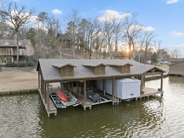 dock area featuring a water view