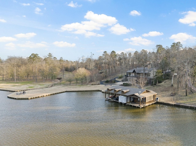 view of dock featuring a water view