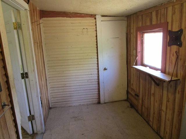 interior space with wooden walls