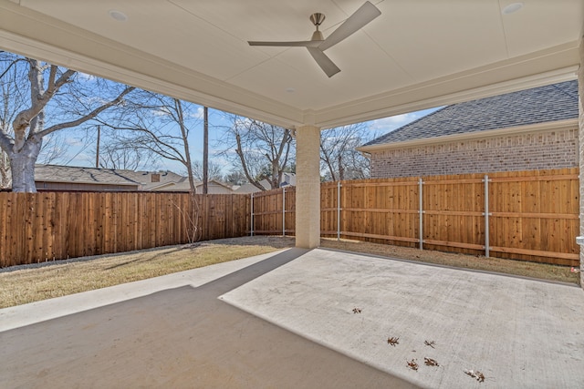 view of patio with ceiling fan