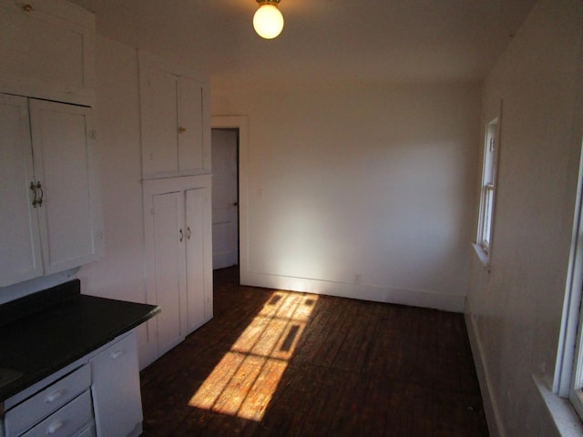 interior space with dark hardwood / wood-style floors