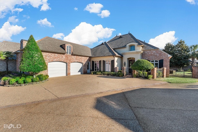 french country style house featuring a garage