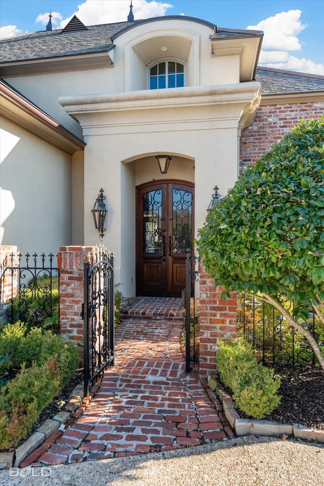 property entrance with french doors