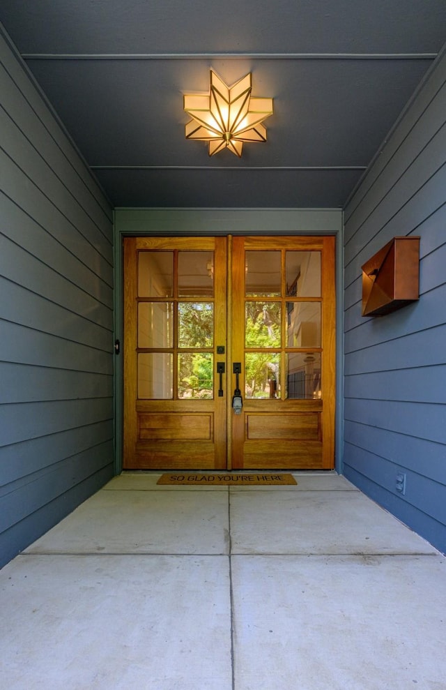 doorway to property with french doors