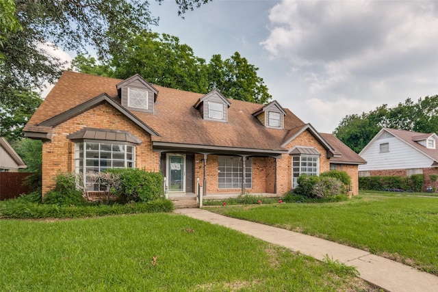 view of front of property featuring a front lawn