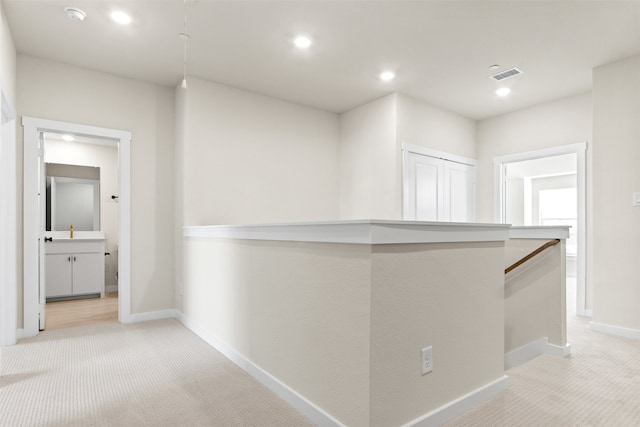 729 Tower Rd, Wylie, TX 75098 - hall with visible vents, recessed lighting, baseboards, and light carpet
