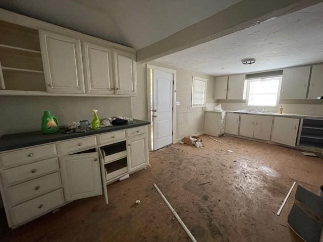 kitchen with white cabinets