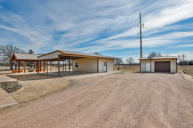 exterior space with a garage