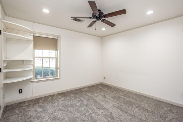 368 Hawkins Rd, Whitesboro, TX 76273 - empty room featuring recessed lighting, a ceiling fan, carpet flooring, and baseboards