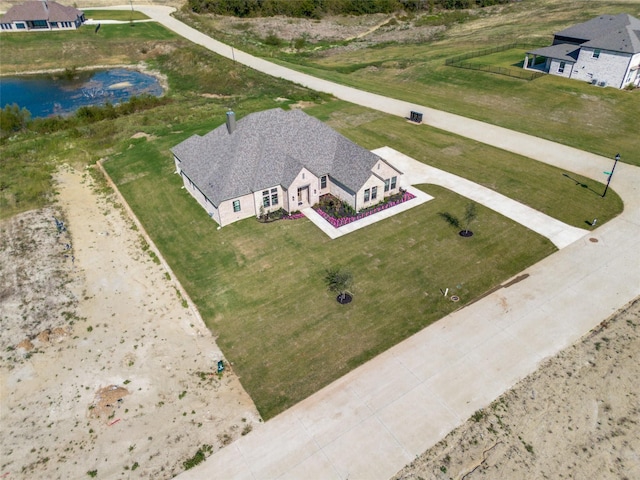 bird's eye view featuring a water view