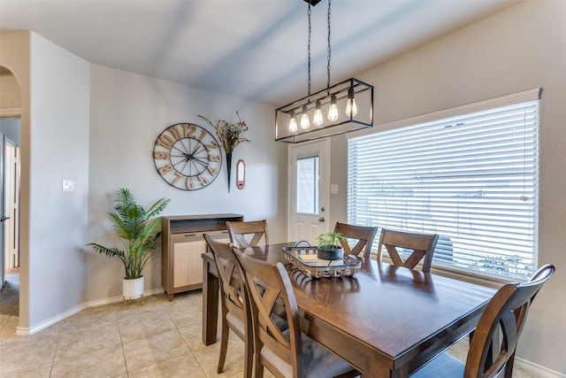 view of tiled dining space