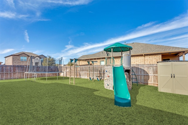 1701 Kachina Lodge Rd, Fort Worth, TX 76131 - view of playground featuring a fenced backyard and a storage shed