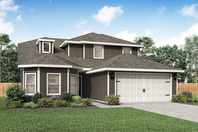 view of front facade featuring a garage and a front yard