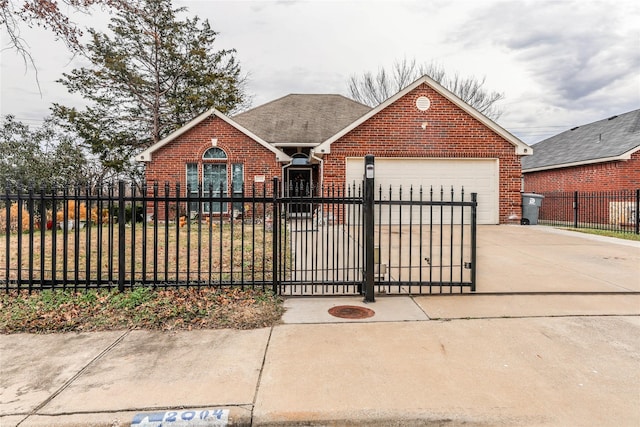 front facade with a garage