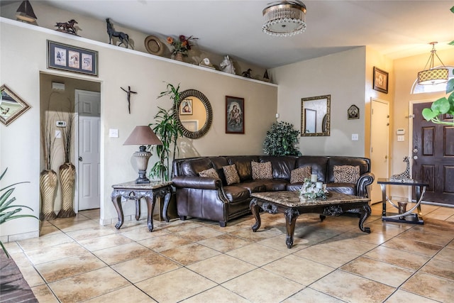 view of tiled living room