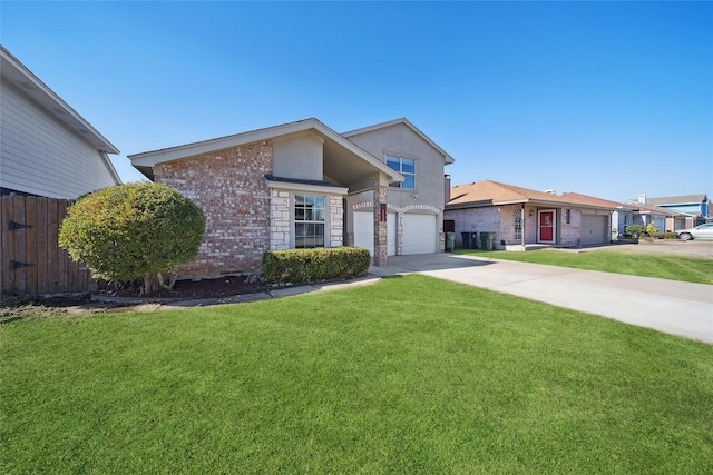 ranch-style house with a front lawn and a garage