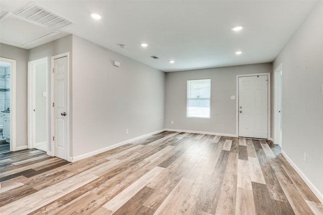 interior space with light hardwood / wood-style flooring