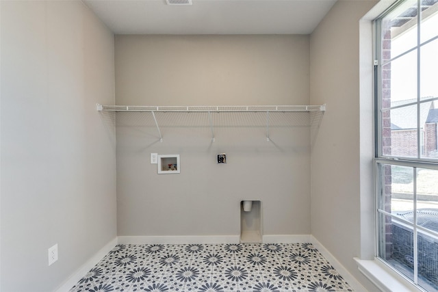 laundry room with washer hookup and hookup for an electric dryer