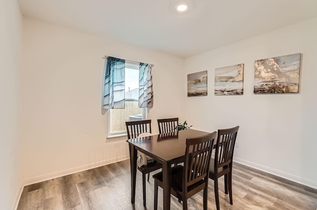 dining space featuring hardwood / wood-style flooring