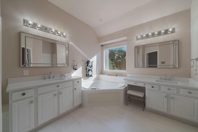 interior space featuring ceiling fan and vaulted ceiling