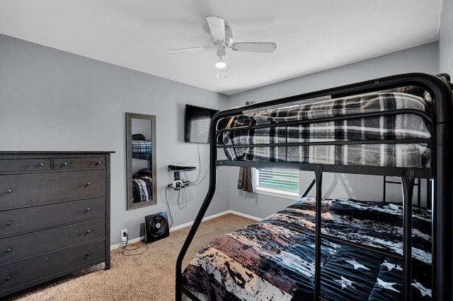 bedroom with carpet floors and ceiling fan