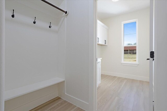 mudroom with light wood-type flooring