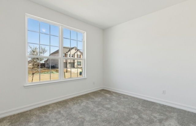 unfurnished room with baseboards, a wealth of natural light, and light colored carpet