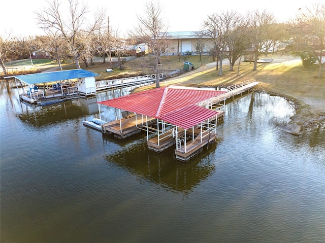 dock area with a water view