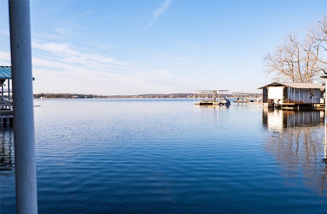 view of water feature featuring a dock