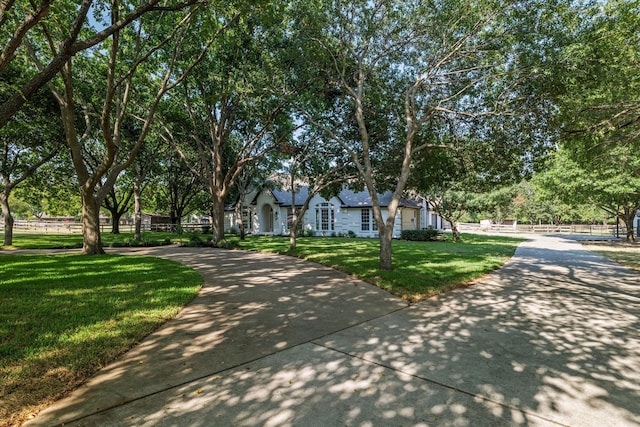 view of front of property with a front lawn