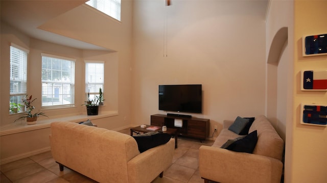 view of tiled living room